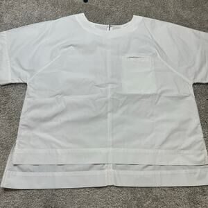 Mr. Larkin White Poplin Cotton Crop Style Blouse Size Large